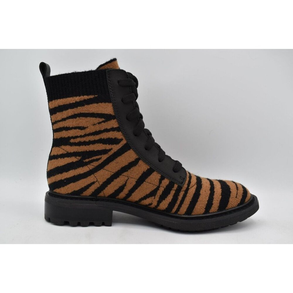 Sofft Womens Size 7.5 Landee Black Tan Tiger Lace Up Knit Combat Boots - Picture 5 of 12
